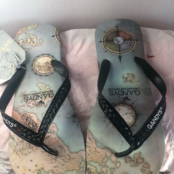 Gandys flip flop in blue map print - Picture 2 of 9